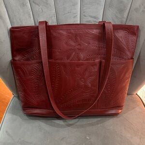 Chic Floral Embossed Leather Tote